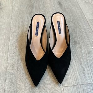 Stuart Weitzman heeled suede black mules